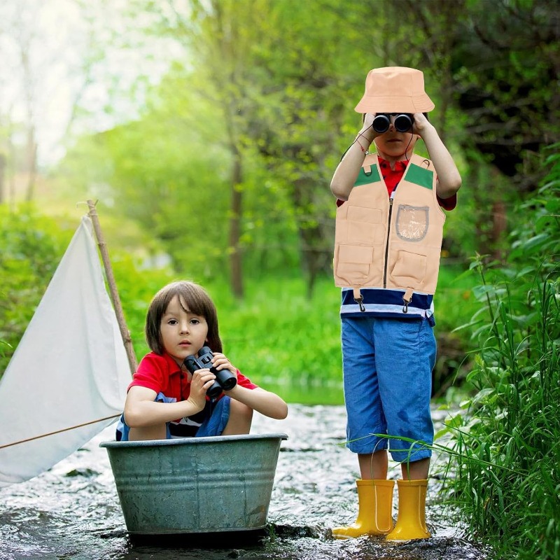 Outdoor Adventure Girls - Safari Costume with Cargo Vest Hat,Backyard