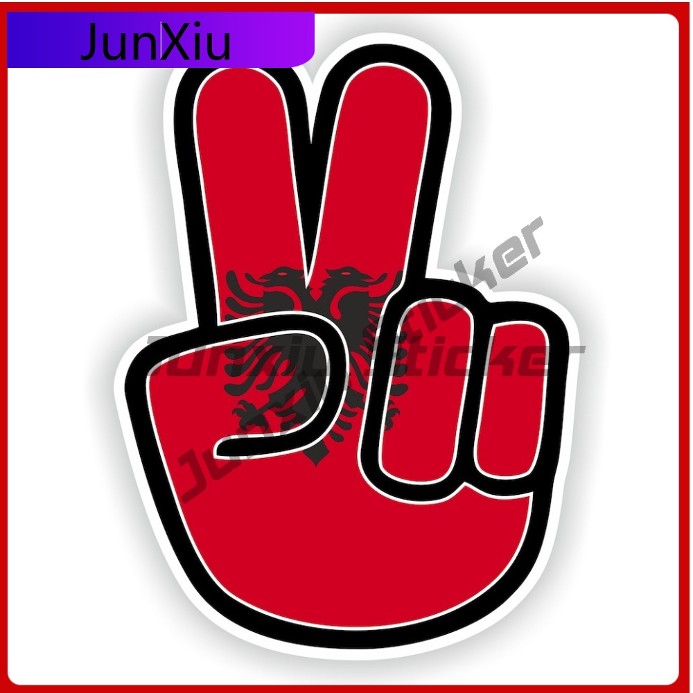 Outdoor Adventure Logo - Albania Hand Peace Victory Sticker Accessories