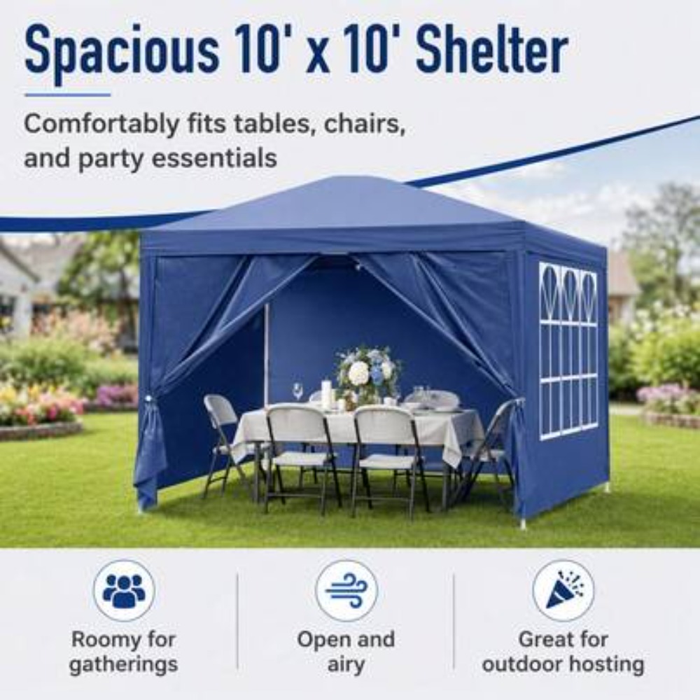 Outdoor Adventure Tent - 10x10 Pop up Gazebo Outdoor Canopy